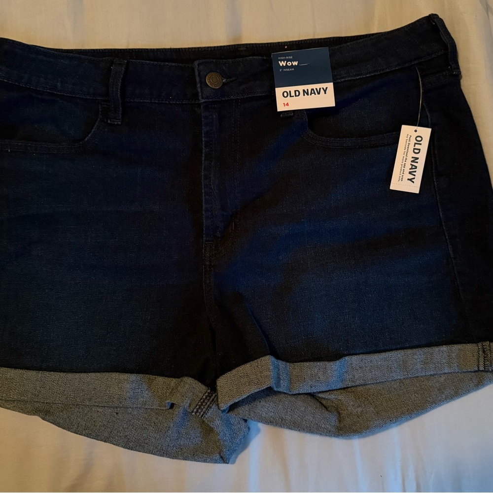 Old Navy Dark Blue Rolled Cuff Denim Shorts
